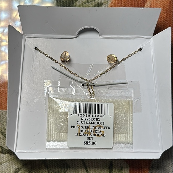 NWT Cubic Zirconiaia 18K Gold over sterling silver necklace and earrings set - Picture 5 of 7